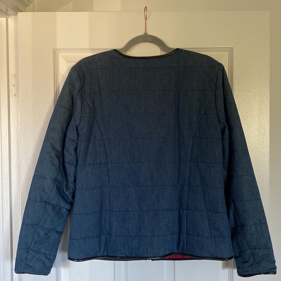 Red plaid and denim Reversible Quilted Jacket - Picture 2 of 5